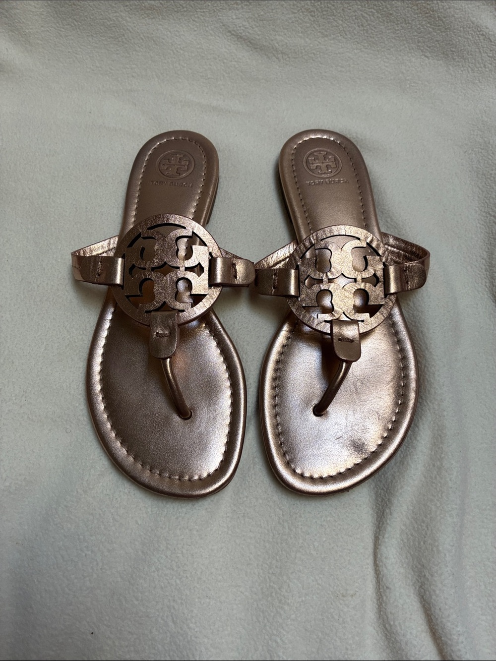 Tory Burch Metallic Bronze/Gold Miller Thong Sandals - Women's
